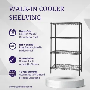 12" x 60" Walk In Cooler and Freezer Wire Shelving Unit