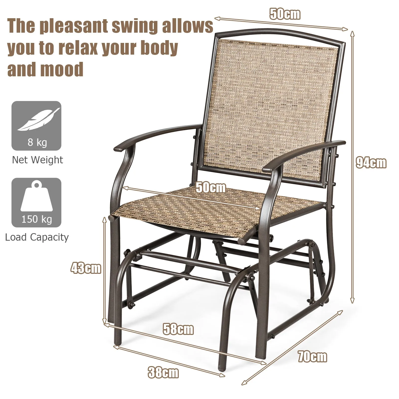 2 Pieces Patio Glider Rocking Chair Set