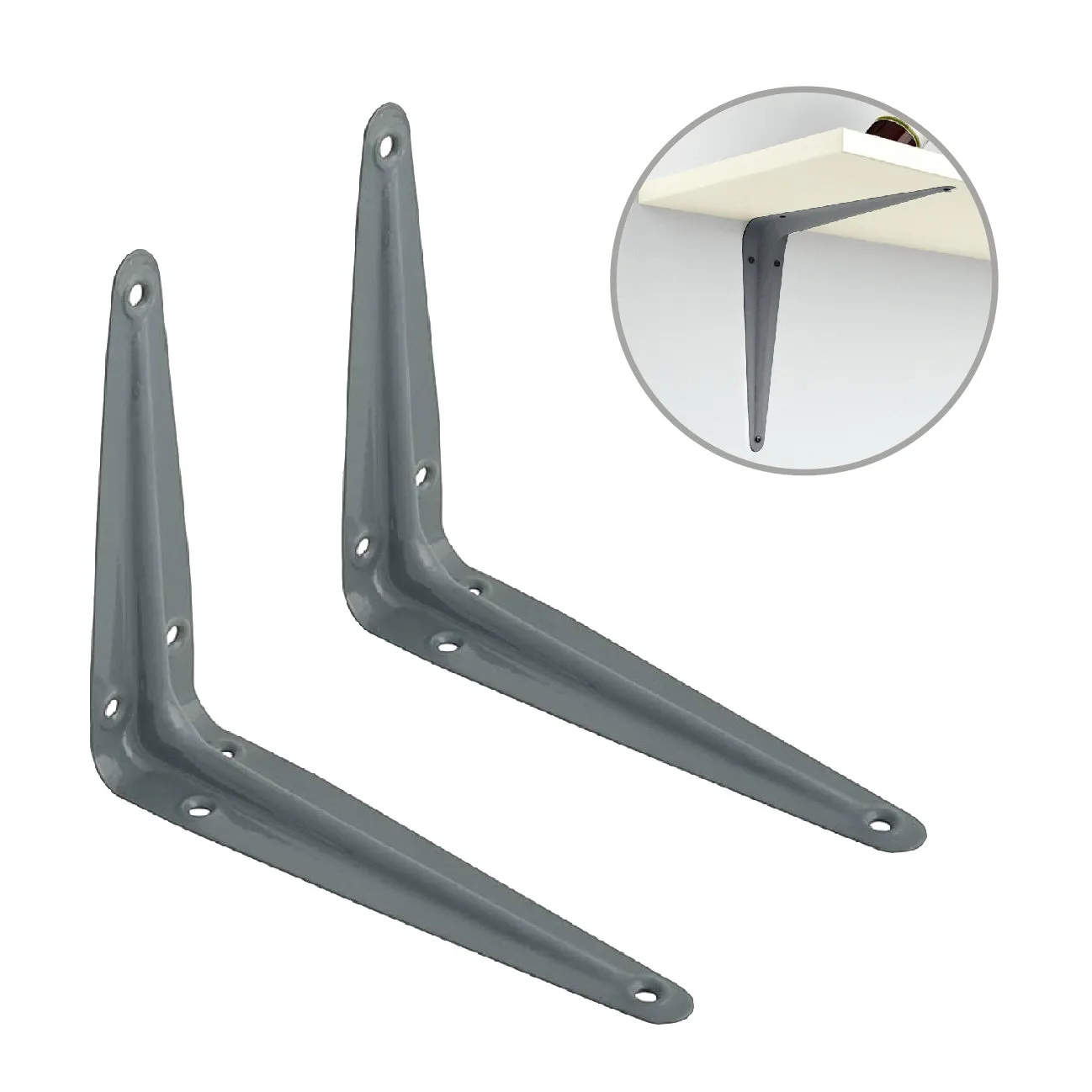 20 x Grey Metal London Shelf Support Brackets