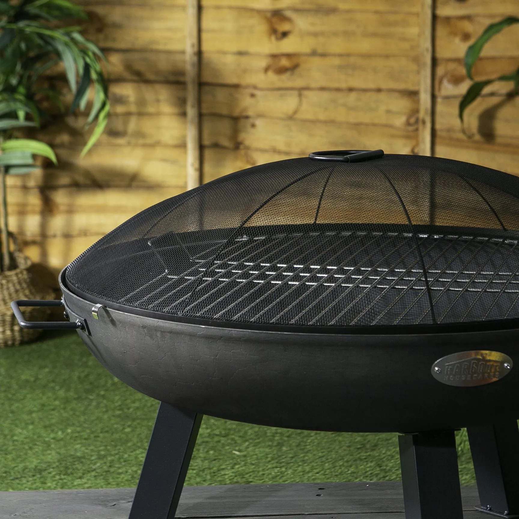 2pc Fire Pit Grill & Spark Guard Set - 72.5cm - By Harbour Housewares