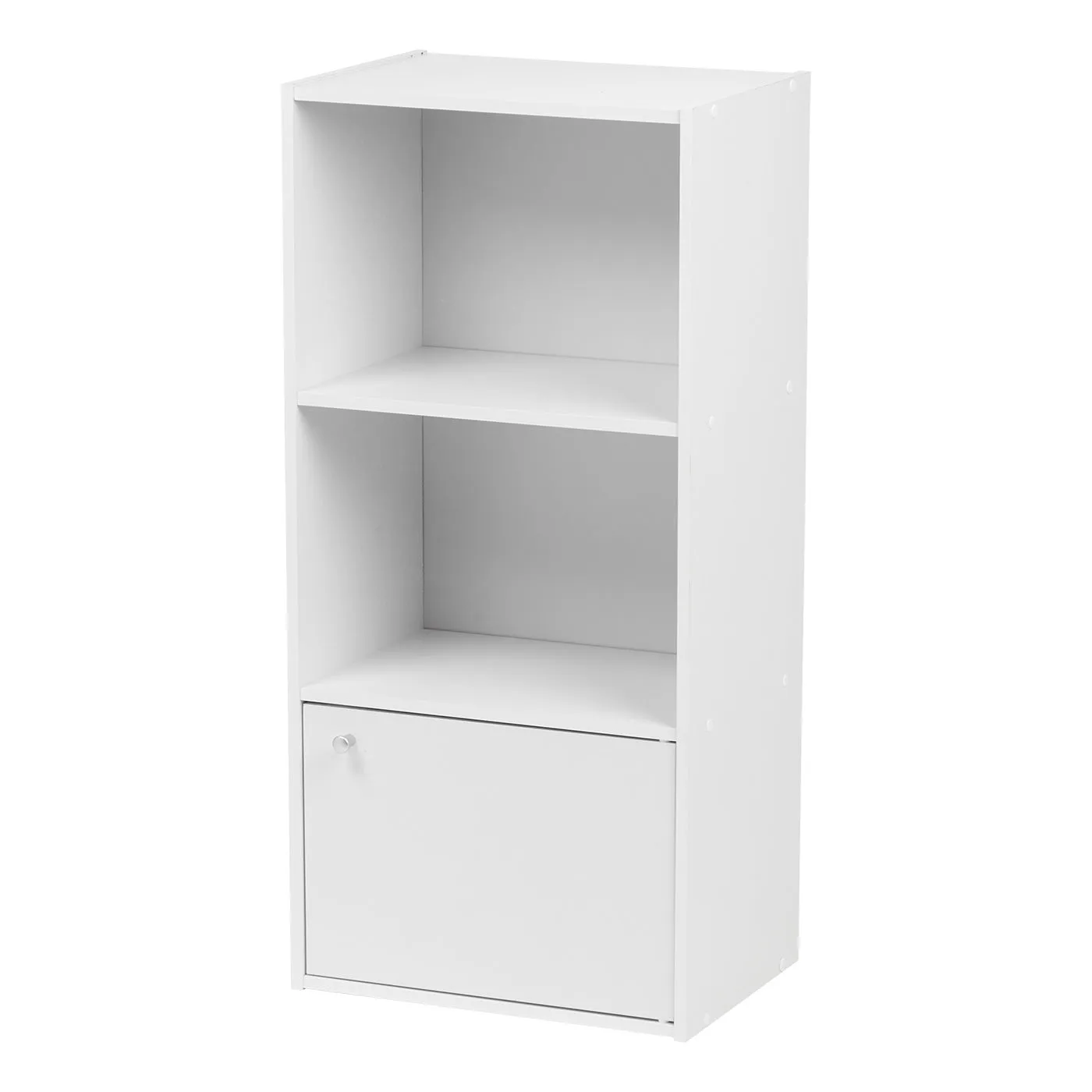 3-Tier Wood Storage Shelf with Door, Gray