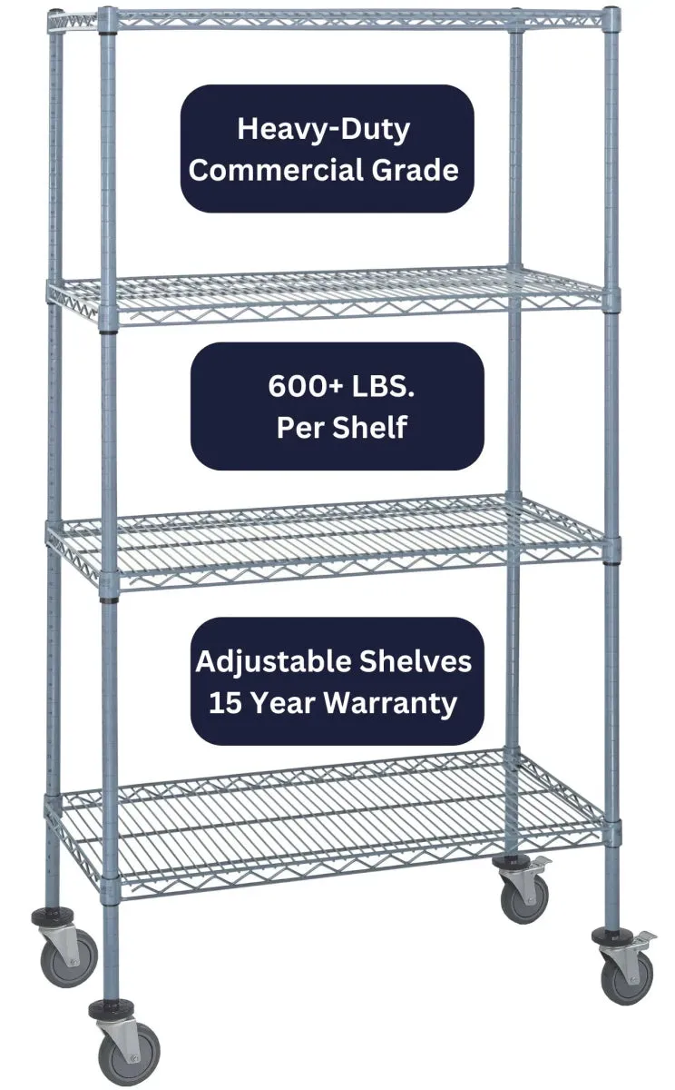 30" x 60" Gray Shelving on Wheels