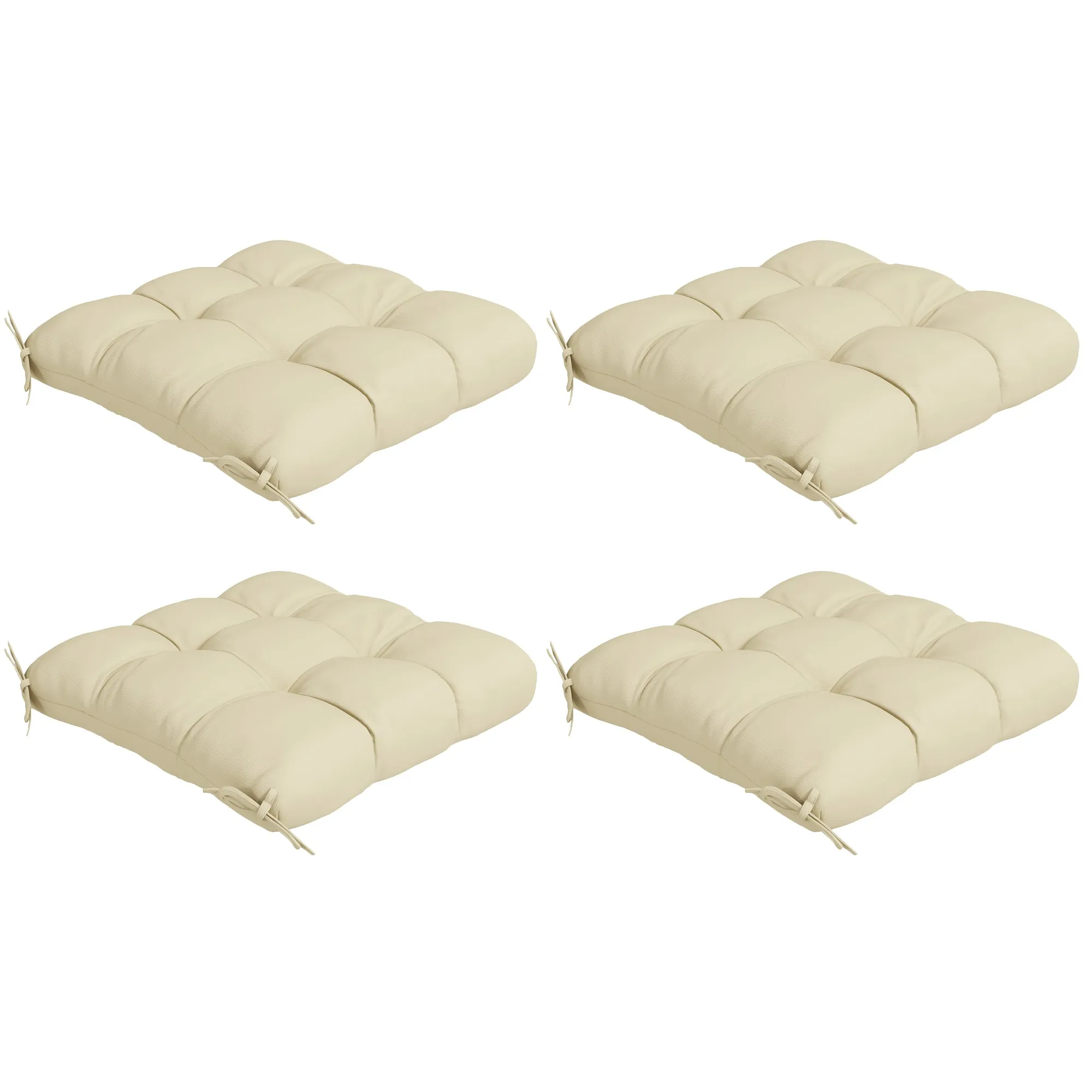 4-Piece Seat Cushion Pillows Replacement, Patio Chair Cushions Set with Ties for Indoor Outdoor, Beige