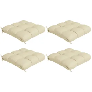 4-Piece Seat Cushion Pillows Replacement, Patio Chair Cushions Set with Ties for Indoor Outdoor, Beige