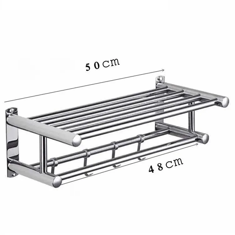 40cm/50cm Stainless Steel Bath Towel Rack Project Hotel Hotel Household Bathroom Toilet Wall Mounted Shelf