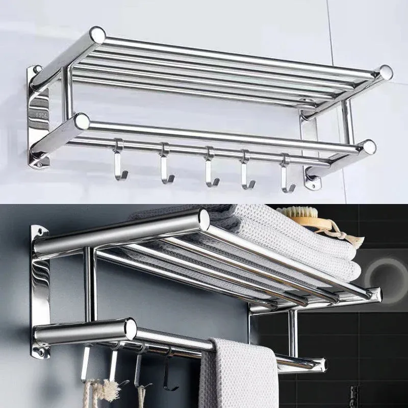 40cm/50cm Stainless Steel Bath Towel Rack Project Hotel Hotel Household Bathroom Toilet Wall Mounted Shelf