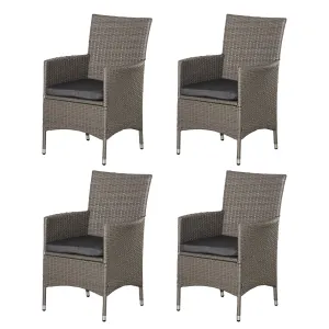 4PC Rattan Chair Patio Sofa Chairs Set Cushioned Outdoor Rattan Furniture