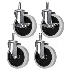 4" HD Stem Casters, 2 W/ Brake, for Luxor Carts (4-Pack)