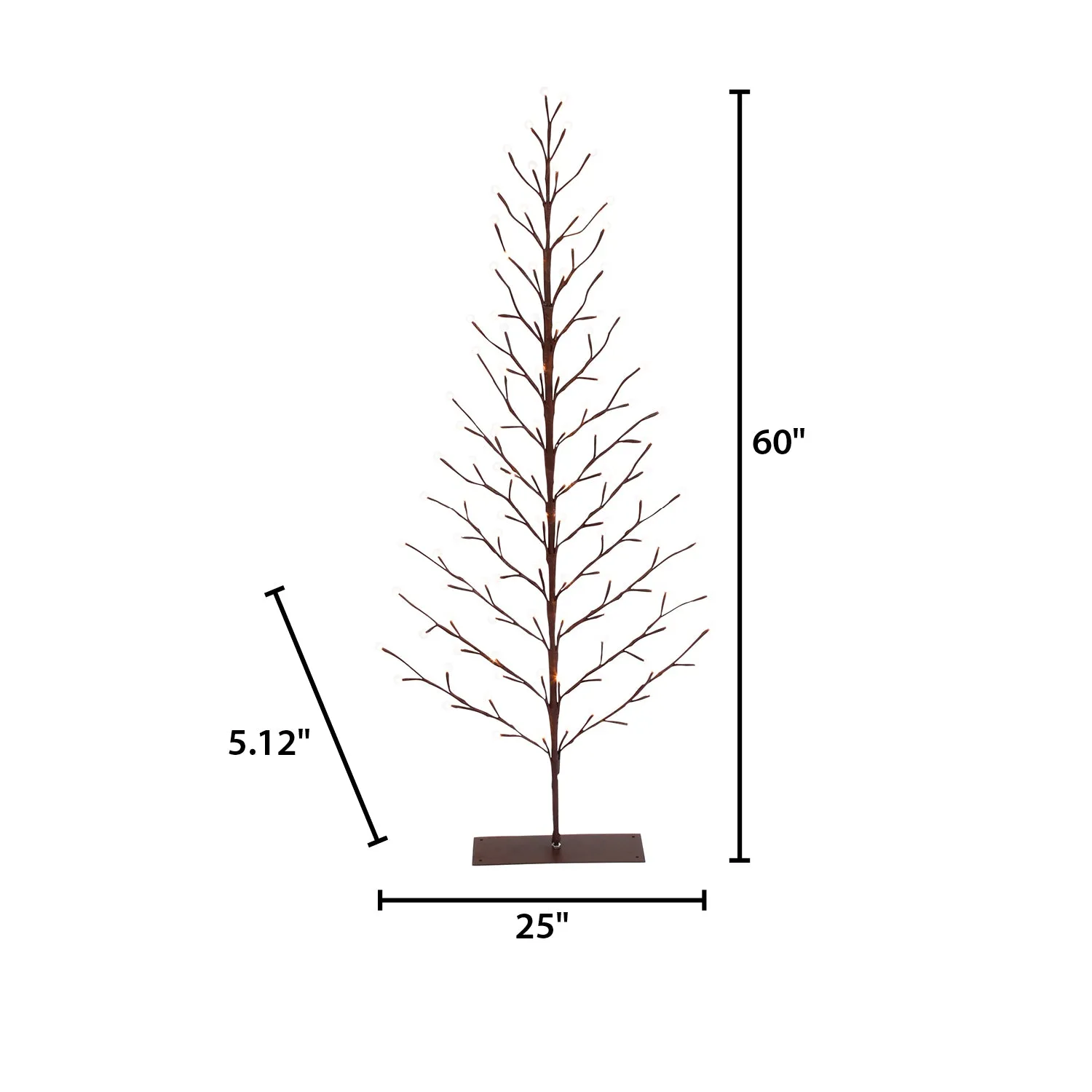 5 Foot Tall Brown Pre Lit Tree, 112 Warm White LEDs