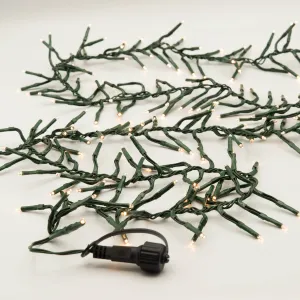 50' Connectable CLUSTER Light Garland w/ 1,500 Warm White LED Lights on Green Wire