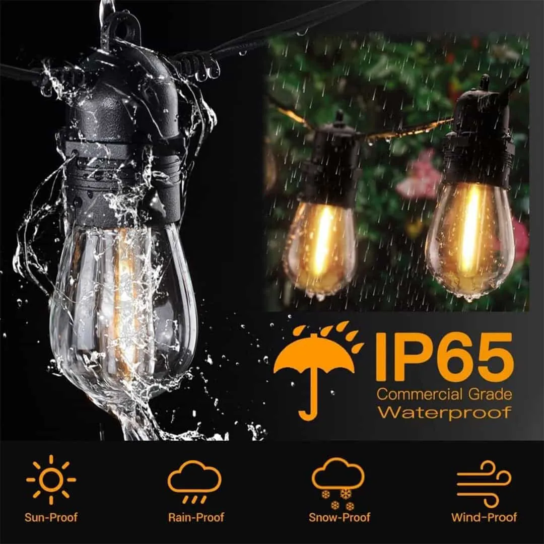 53FT Waterproof Ambient Garden Solar String Lights,IP65 Waterproof Shatterproof Solar Panel String Lights for Backyard Garden Gazebo PartyWarm White