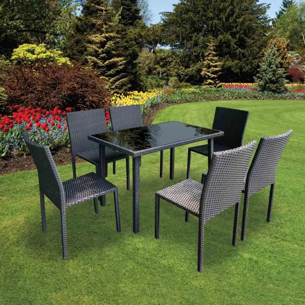 7 Piece Rattan Table and Chair Set