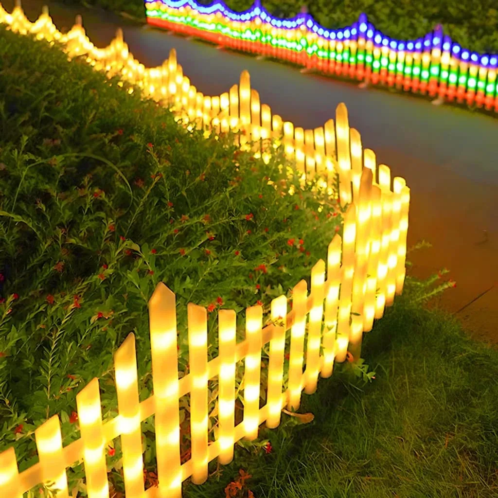 8-Pack Wave-Shaped Solar LED Christmas Lights Garden Fence - Lighted Outdoor Fence for Christmas Decoration.Light up your Christmas.