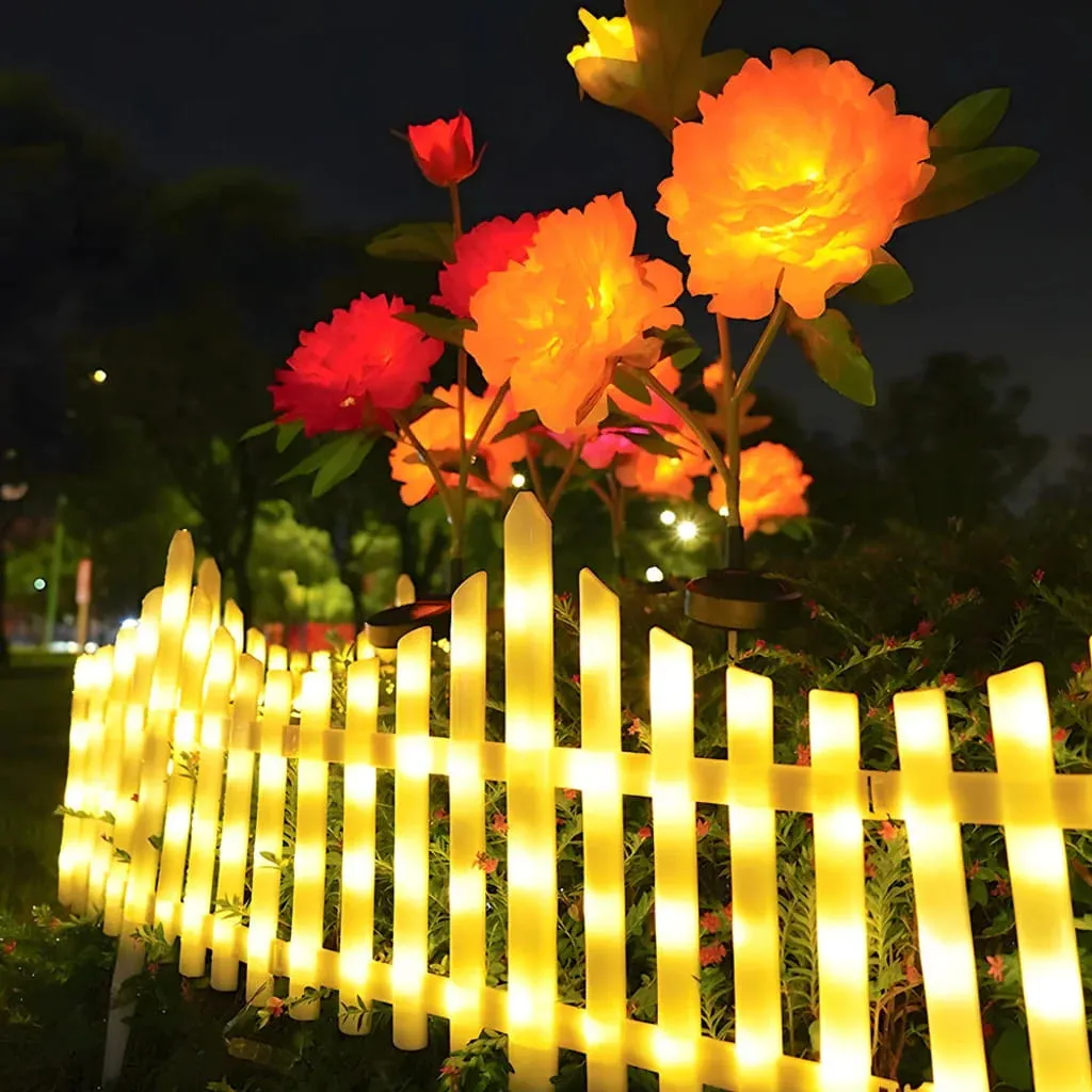 8-Pack Wave-Shaped Solar LED Christmas Lights Garden Fence - Lighted Outdoor Fence for Christmas Decoration.Light up your Christmas.