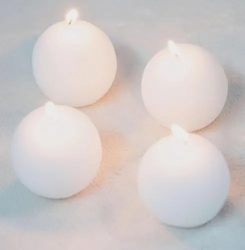 AD Art Creations A Grade Perafin Wax 3x3 inch Round-Shaped Sphere Ball Candles for Party, Birthday Party, Dinner Table, Living Room Décor Set of 4