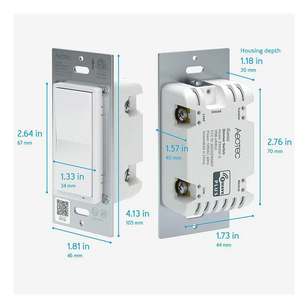 Aeotec Z-Wave Plus v2 illumino Dimmer Wall Switch, Gen7