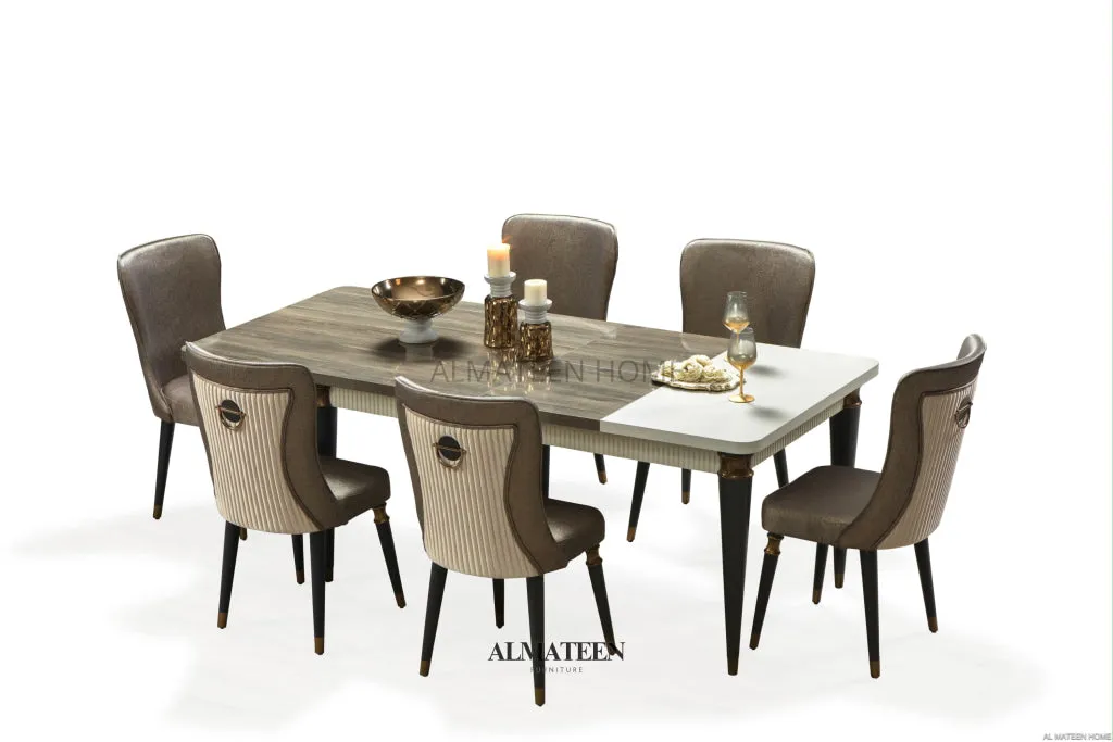 Asos MDF and Wooden Dining Table Set with 6 Chairs