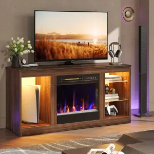 Bestier 48 Inch Electric Fireplace TV Stand with Glass Shelves