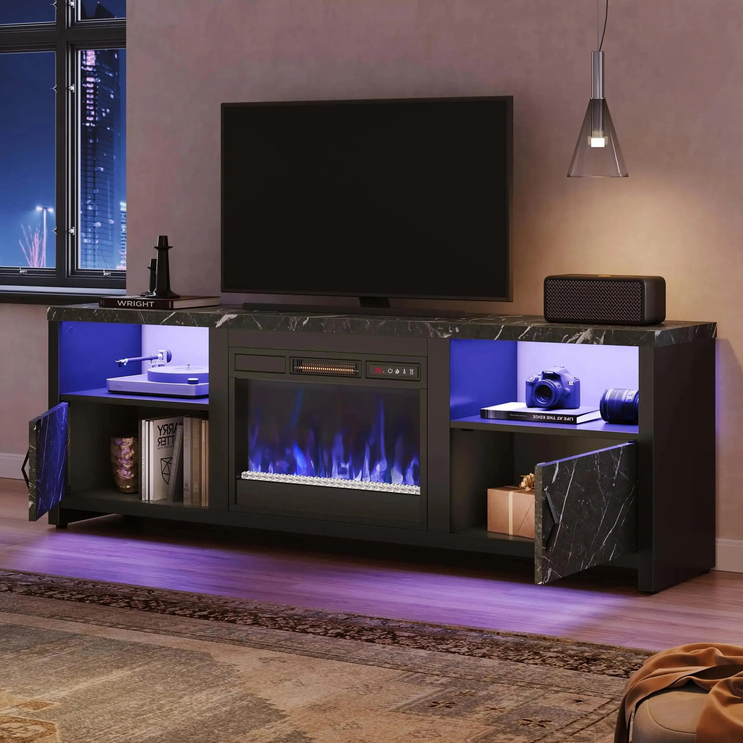 Bestier Modern Entertainment Center with Electric Fireplace Up to 80''