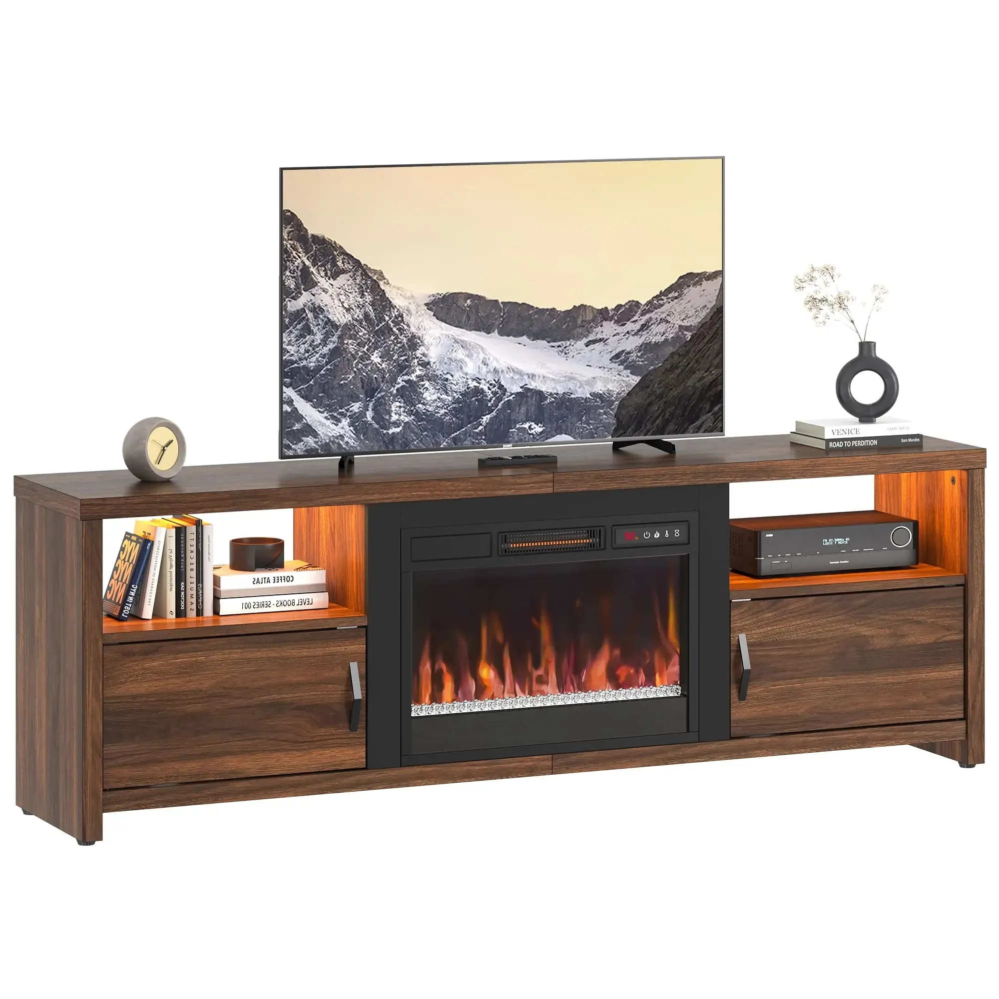 Bestier Modern Entertainment Center with Electric Fireplace Up to 80''