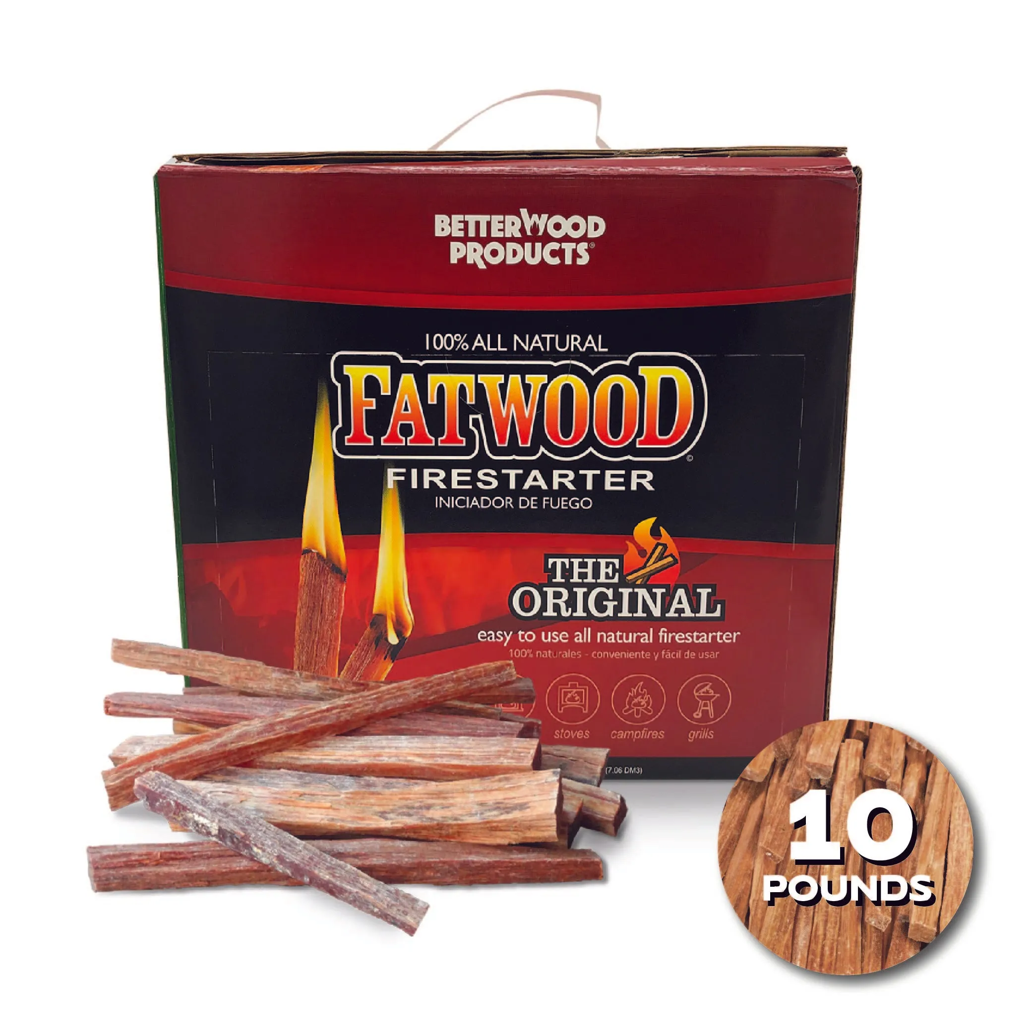 Betterwood Products 9910 Fatwood 10 Pound Natural Wood Firestarter (4 Pack)