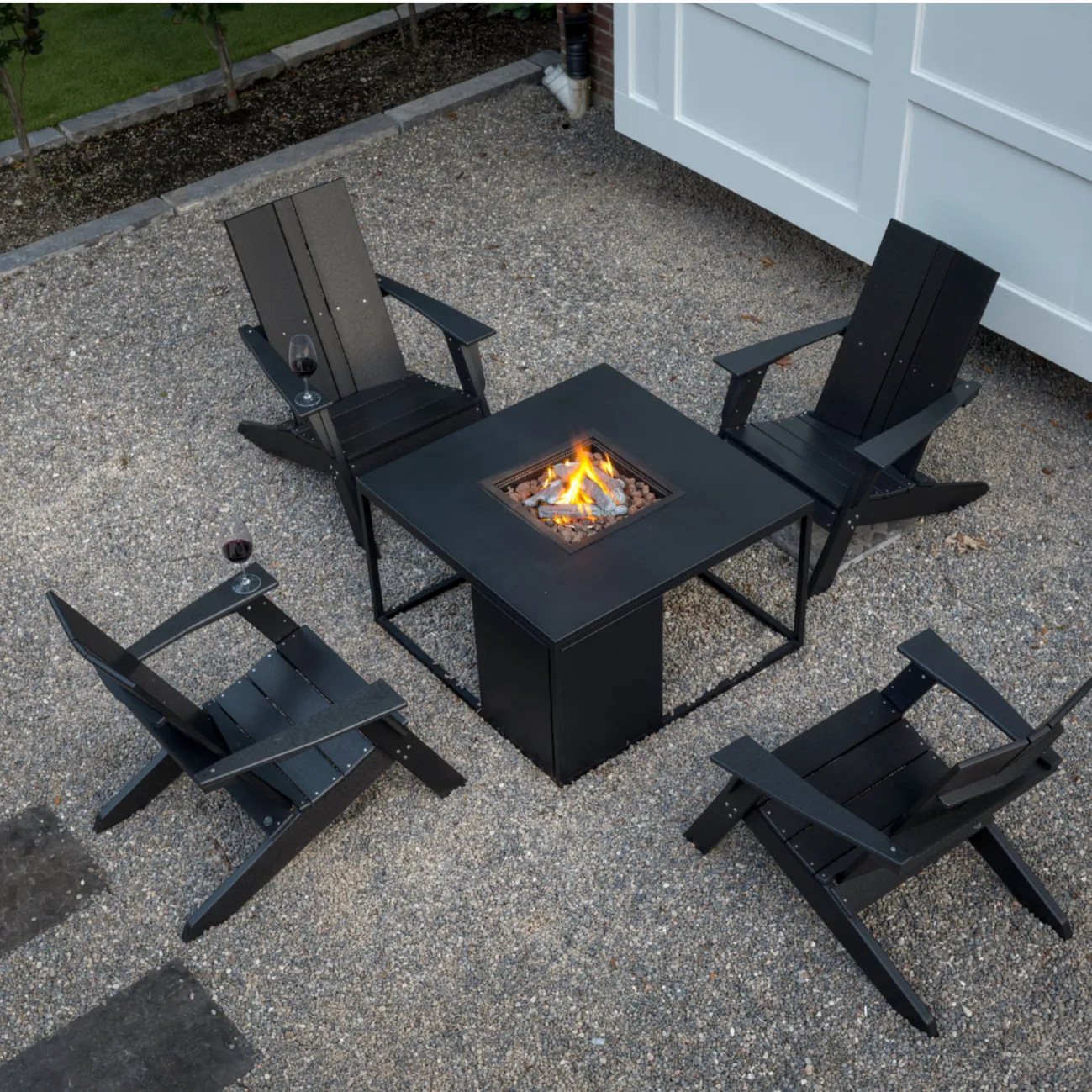 Black Metal 39" Square Firepit Table