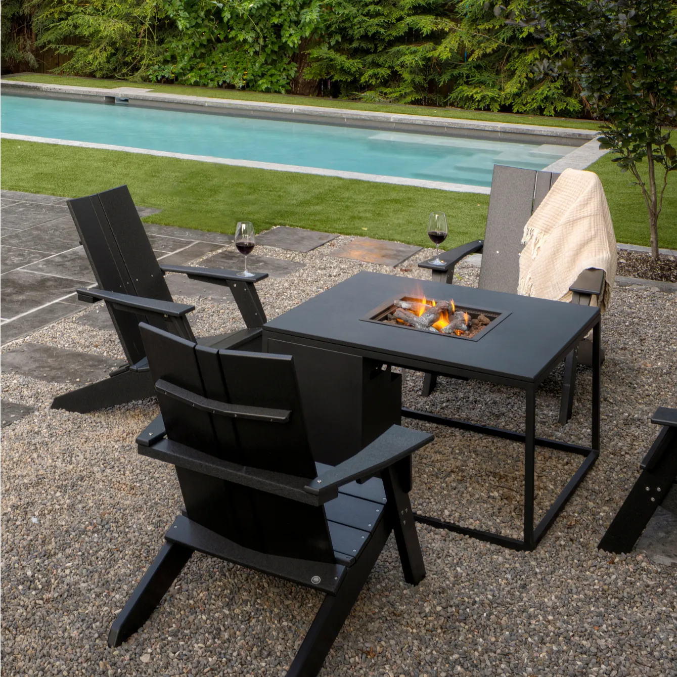 Black Metal 39" Square Firepit Table