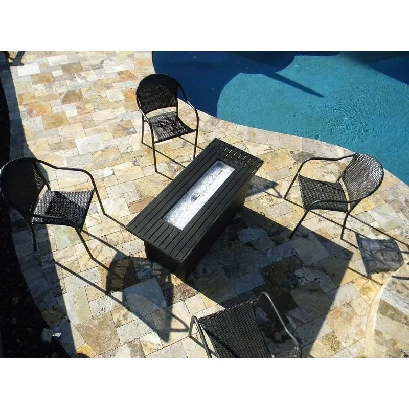 Black Mocha Finish Aluminum Rectangular Fire Pit With Wind Screen