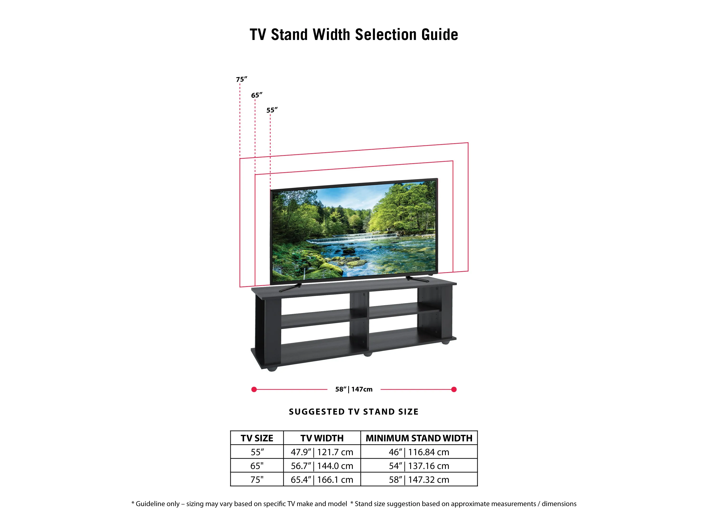 Black Wooden TV Stand, TVs up to 75"