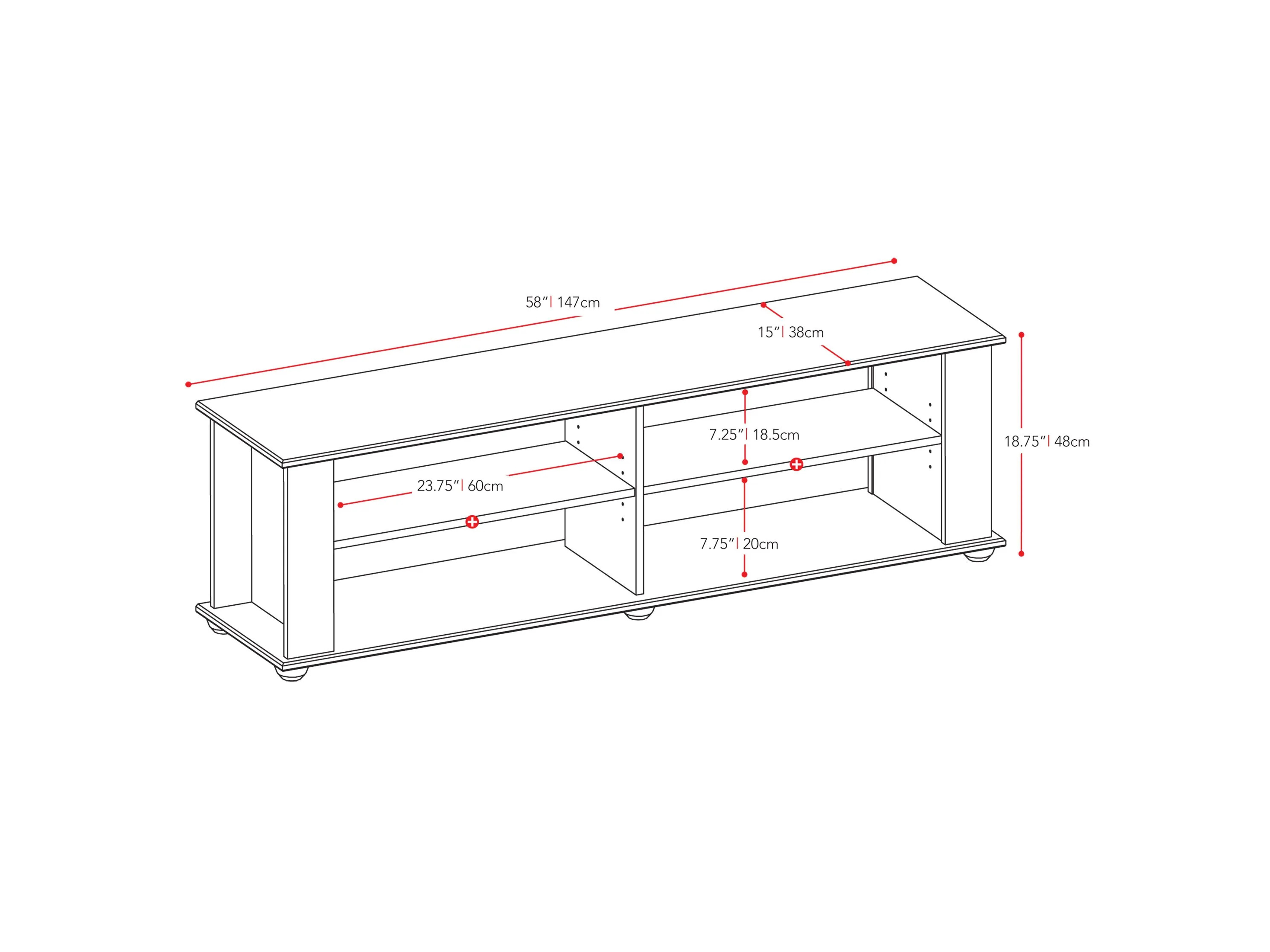 Black Wooden TV Stand, TVs up to 75"