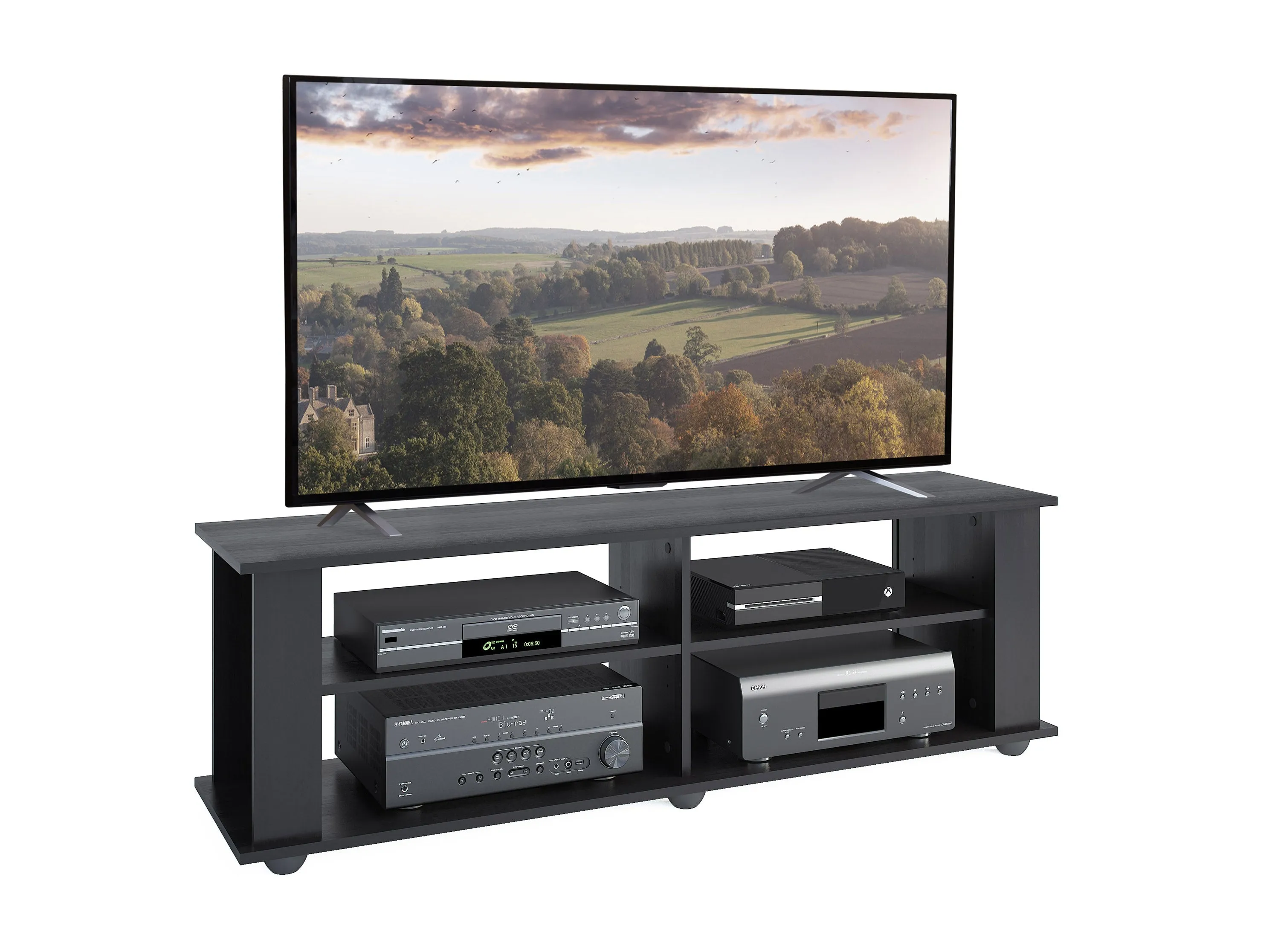 Black Wooden TV Stand, TVs up to 75"