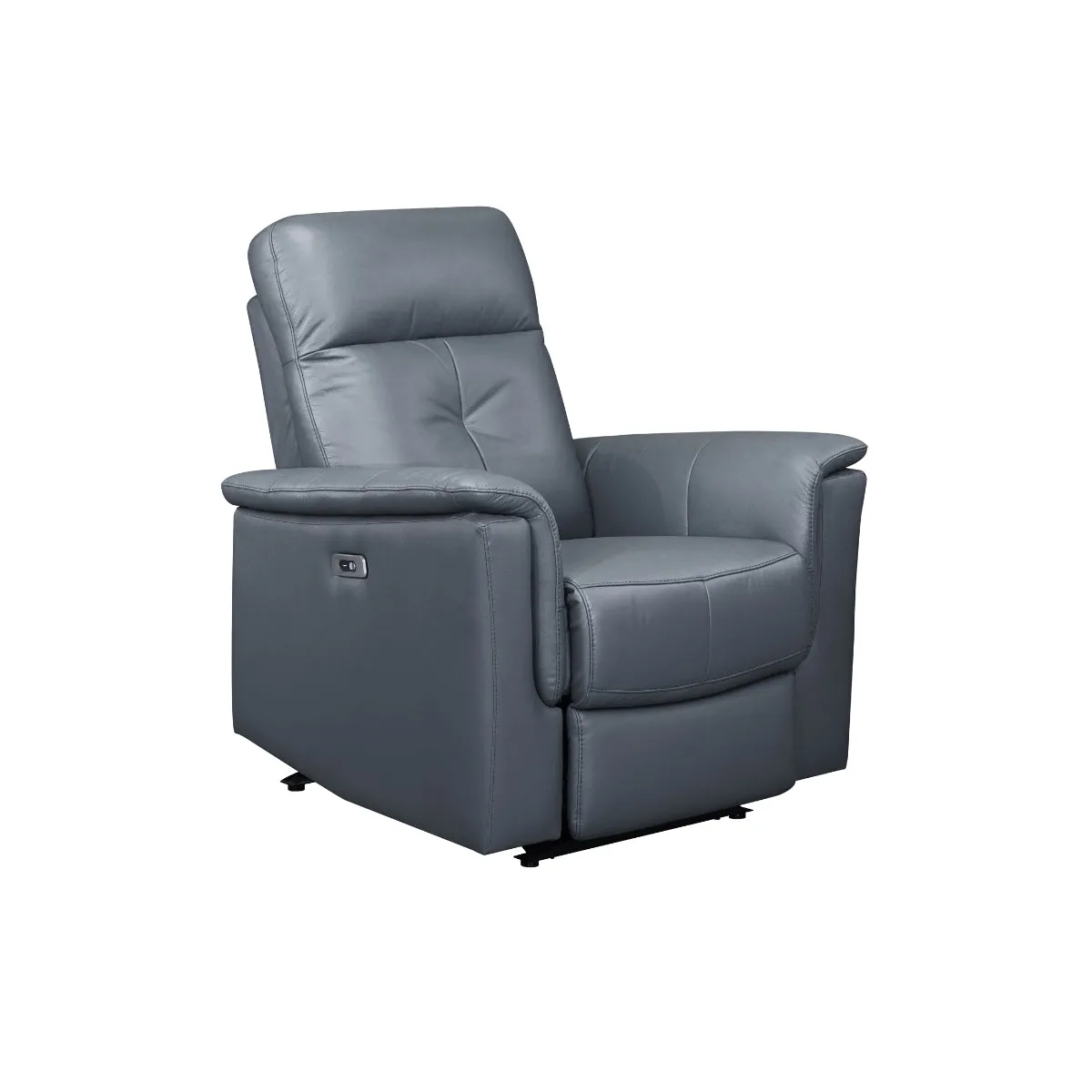 Blue-Grey Power Glider Recliner with USB Charging - Leather & Faux Leather