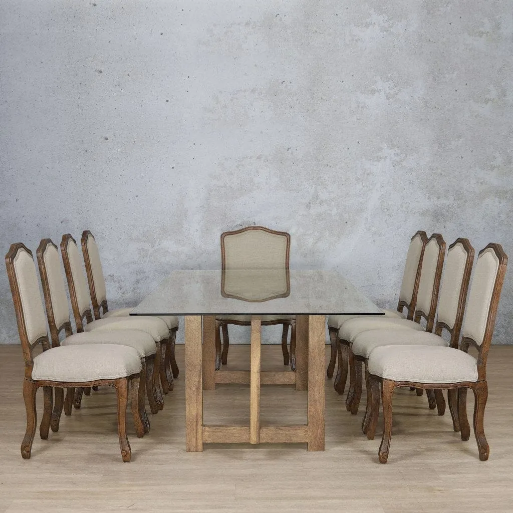 Bolton Glass Top & Duke 10 Seater Dining Set