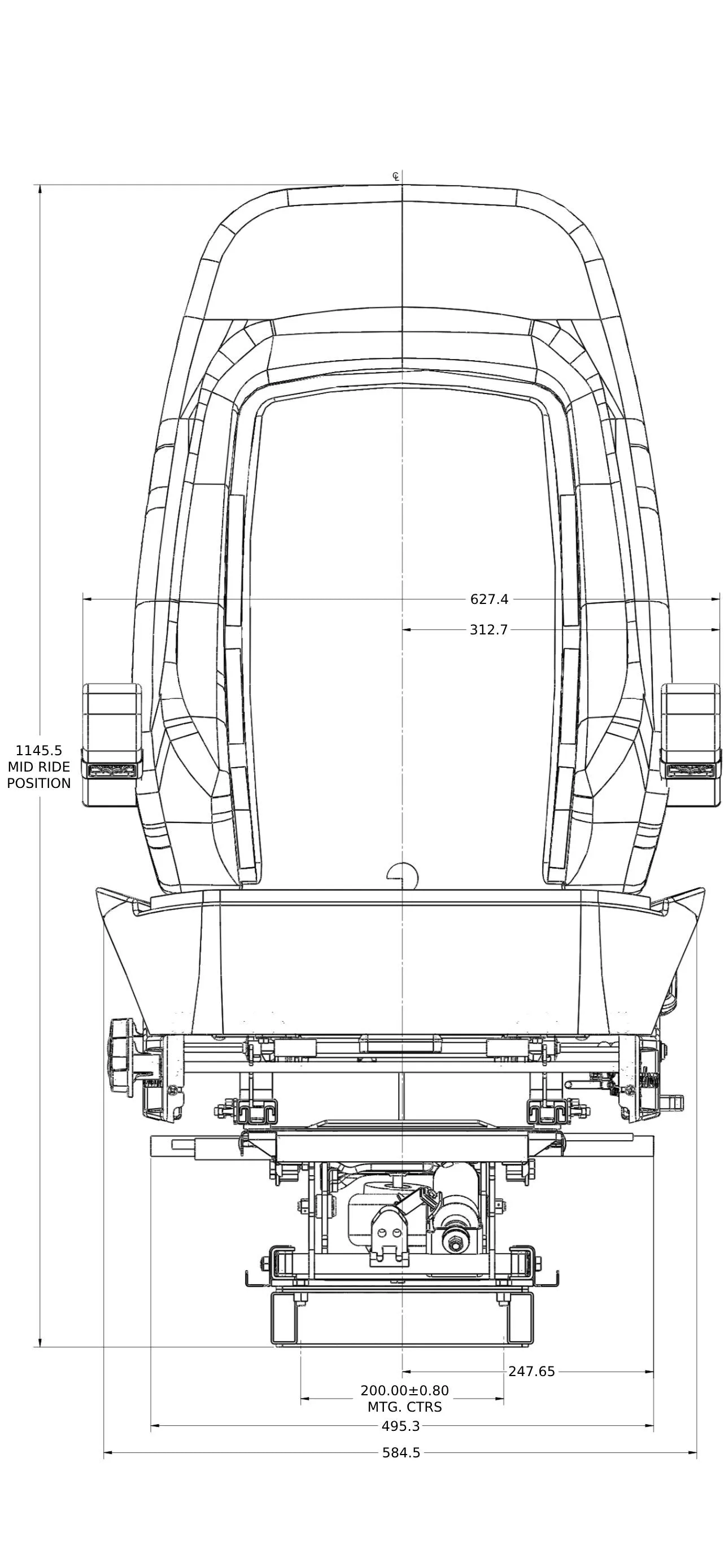 Bostrom Wide Ride Serta® High Back Truck Seat in Black & Gray Titan Cloth with Dual Arms PN 5310001-900