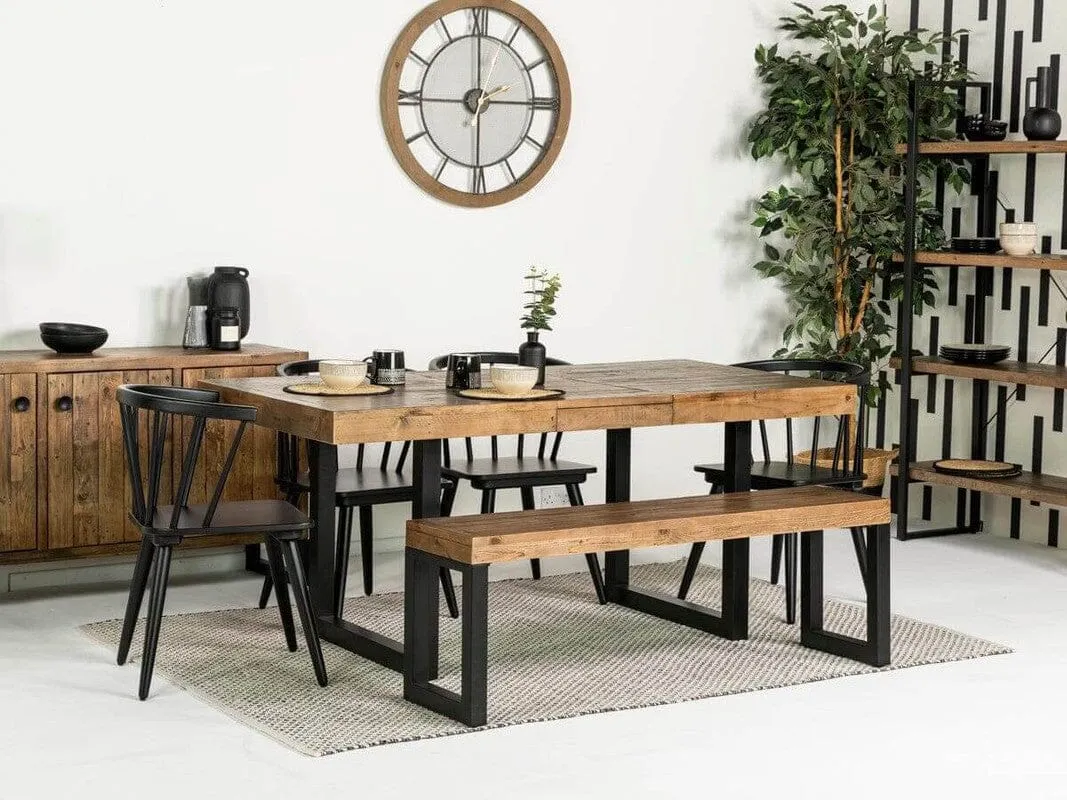 Brooklyn Extendable Dining Table (140cm - 180cm) & Black Bogart Dining Chairs