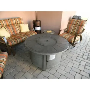 Brushed Wood Round Fire Pit