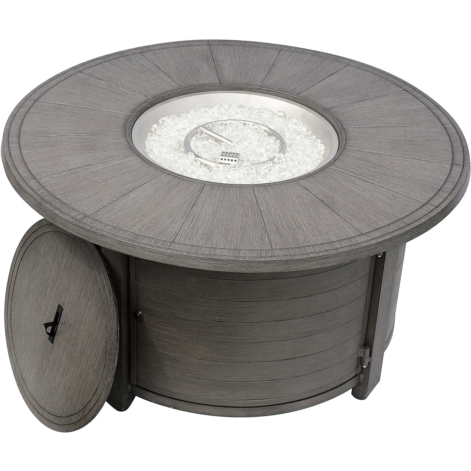 Brushed Wood Round Fire Pit