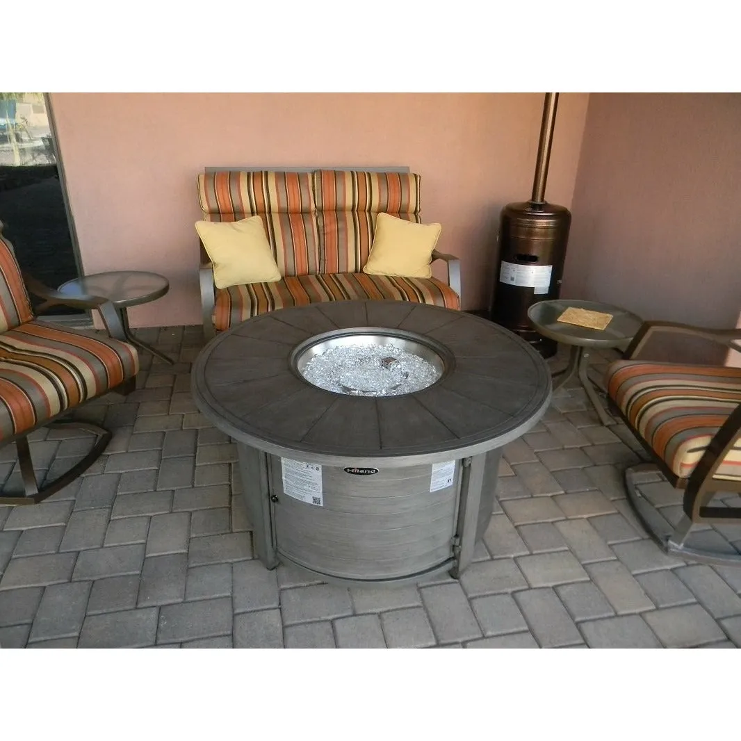 Brushed Wood Round Fire Pit