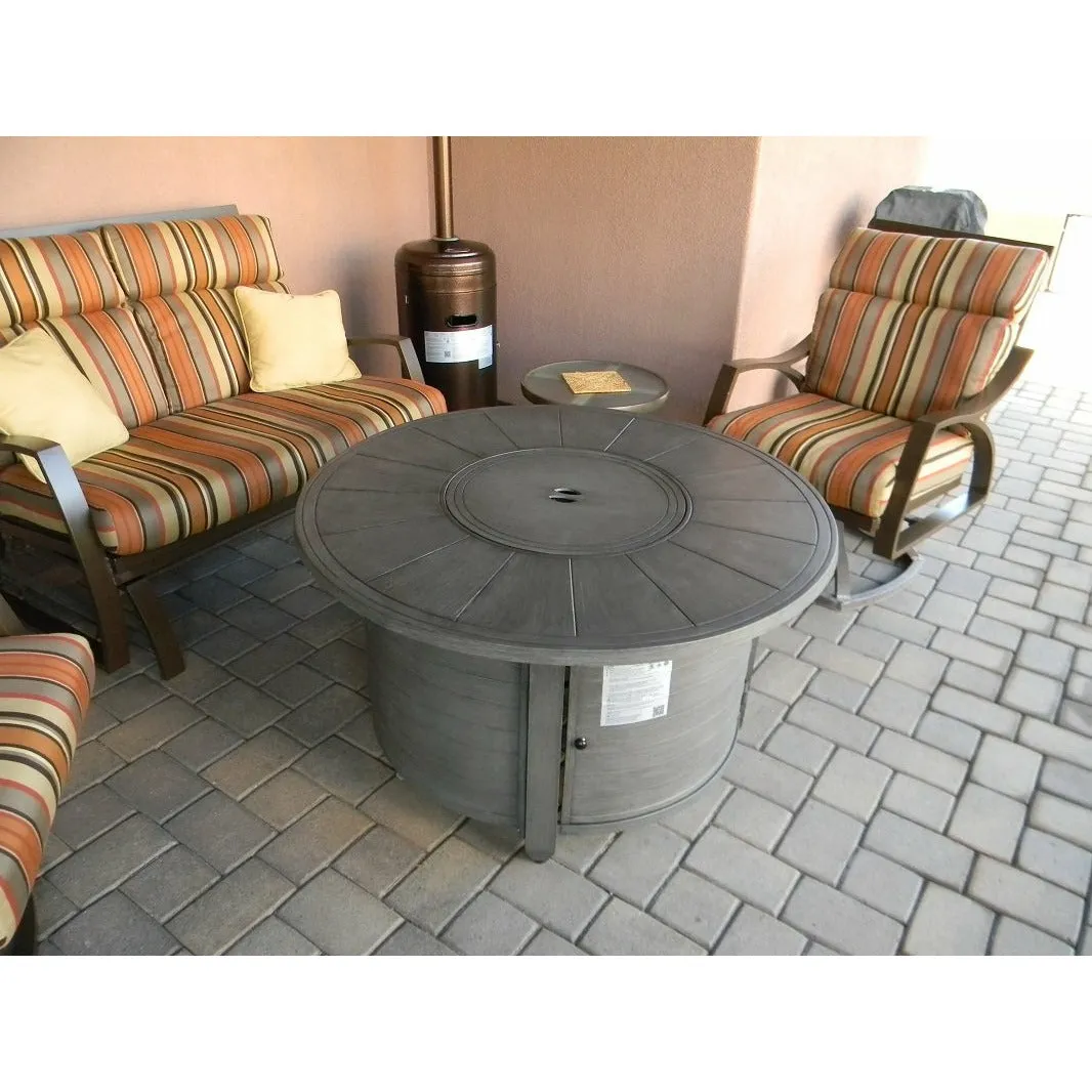 Brushed Wood Round Fire Pit