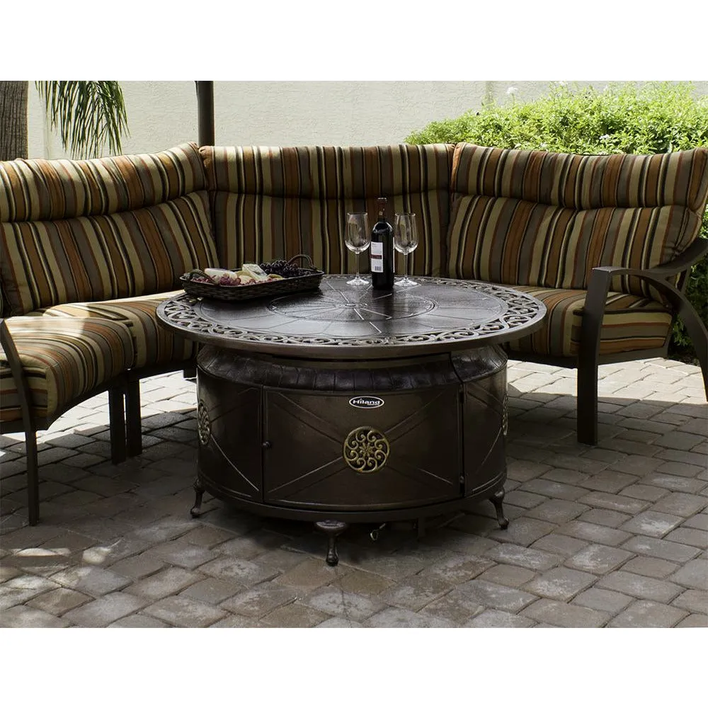 Circular Cast Aluminum Firepit with Lid