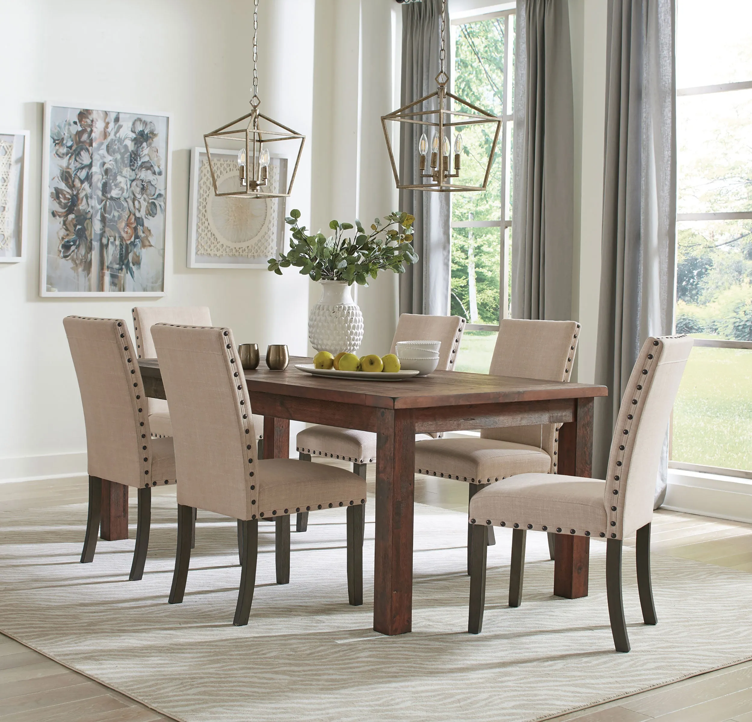 Coleman Rectangular Dining Set | 5-Piece Rustic Golden Brown