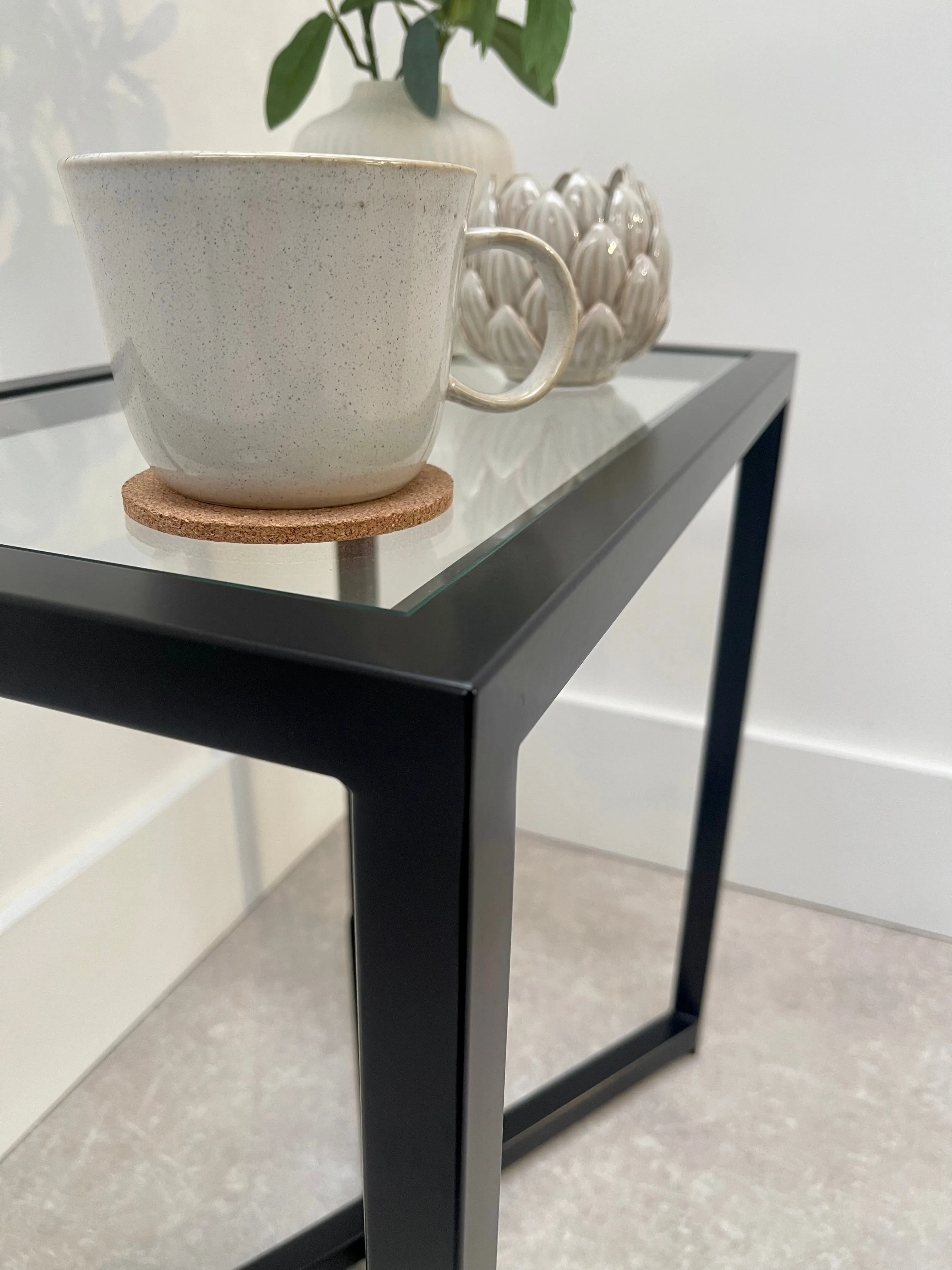 Crossley Glass Metal Side Table - Black