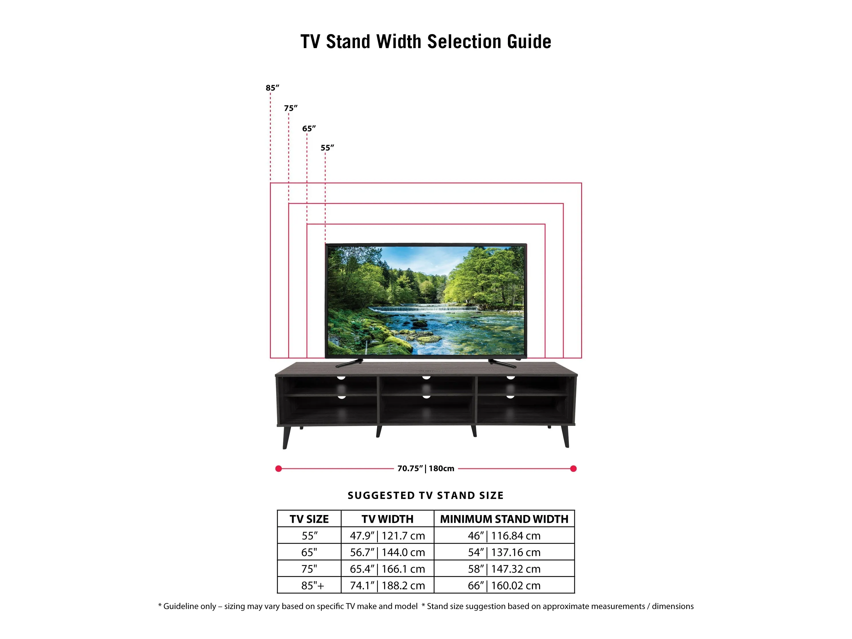 Dark Grey TV Bench with Open Shelves, TVs up to 85"