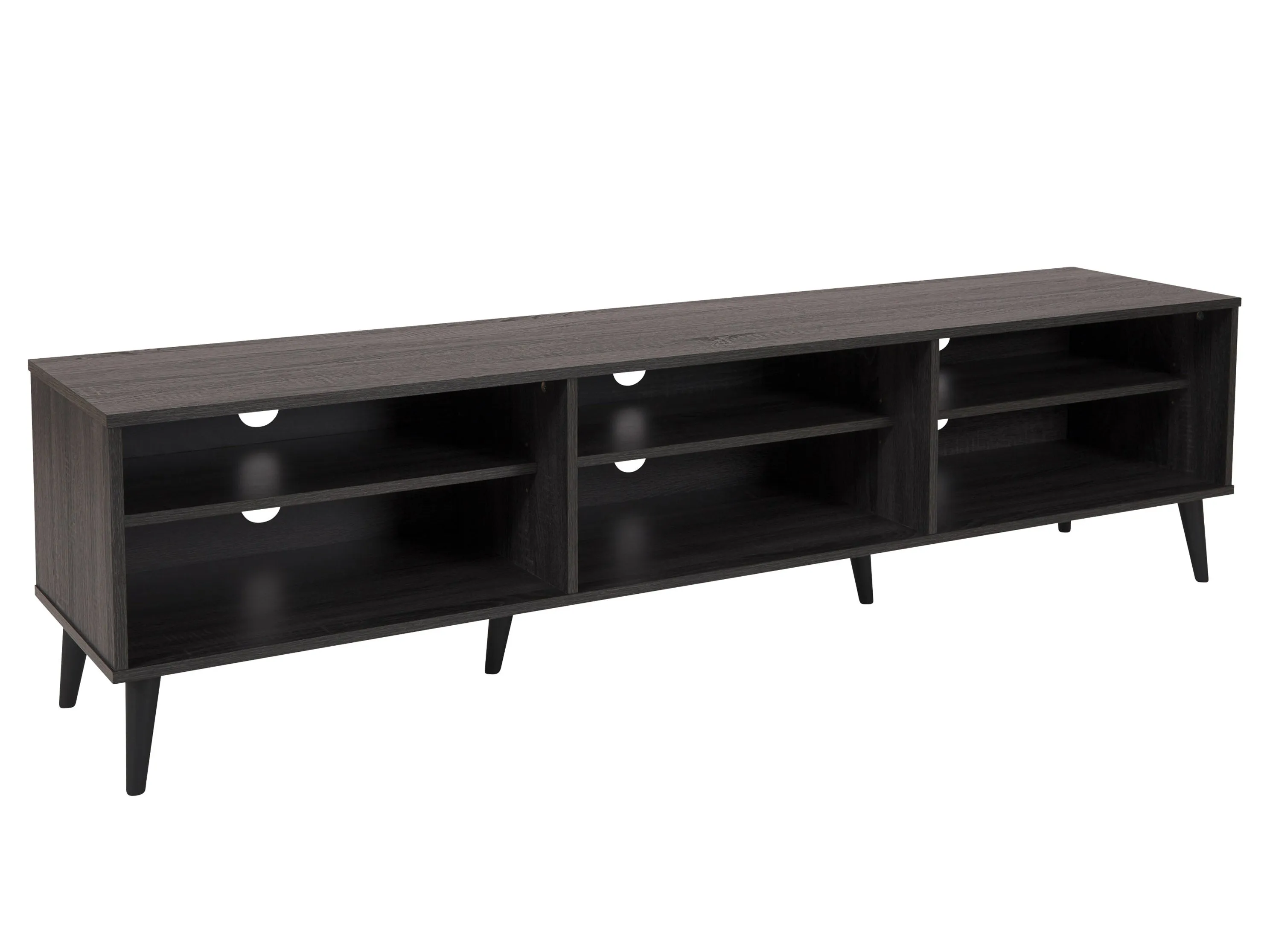 Dark Grey TV Bench with Open Shelves, TVs up to 85"