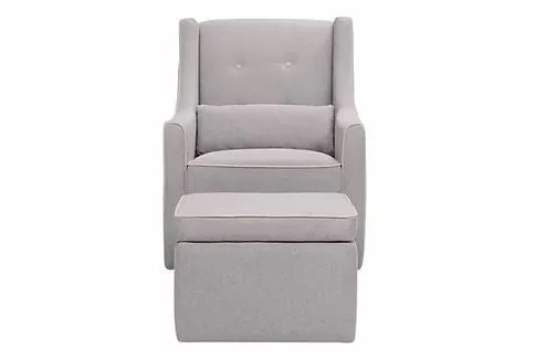 DaVinci Baby Owen Glider and Ottoman Nursing Chair (Grey with Cream Piping)