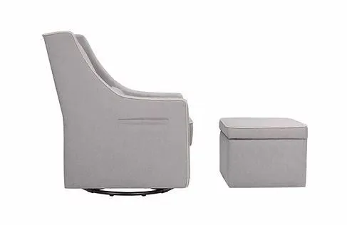 DaVinci Baby Owen Glider and Ottoman Nursing Chair (Grey with Cream Piping)