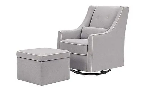 DaVinci Baby Owen Glider and Ottoman Nursing Chair (Grey with Cream Piping)