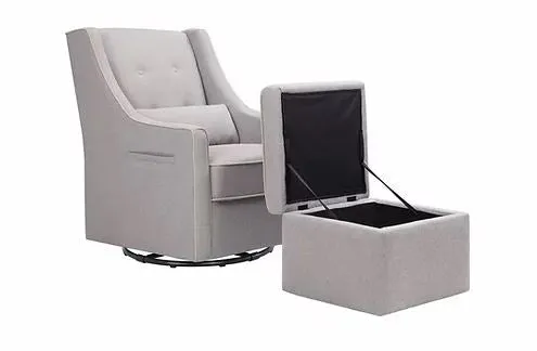 DaVinci Baby Owen Glider and Ottoman Nursing Chair (Grey with Cream Piping)