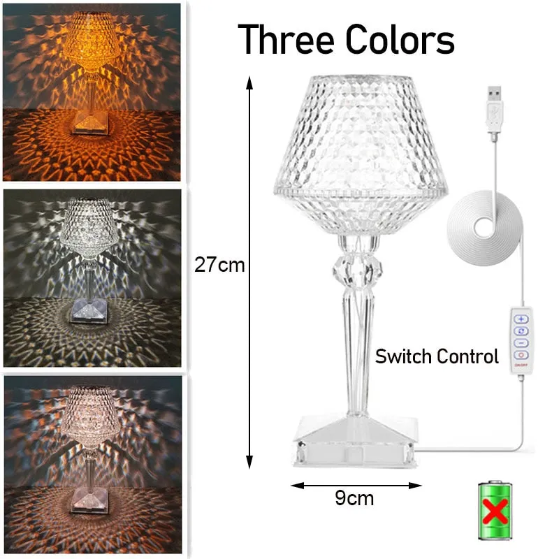 Diamond Glow Rechargeable Crystal Table Lamp