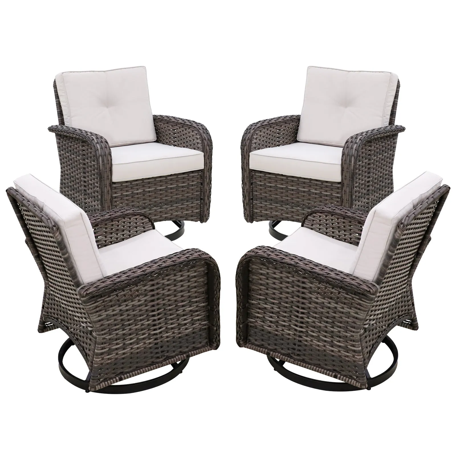 EAGLE PEAK 4pc Rattan Swivel Rocker Patio Conversation Set